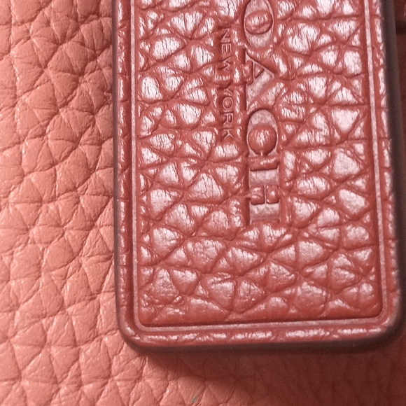 The Coach C6627 Lori Brass Light Coral Multi Colorblock Pabbled Leather Shoulder